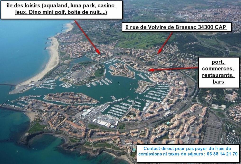 CAP D'AGDE studio cabine 6 pers. + terrasse + parking privé + clim  Exterior foto